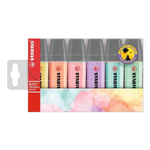 EVIDENZIATORI STABILO BOSS CONFEZIONE 6 PZ COLORI ASSORTITI PASTEL